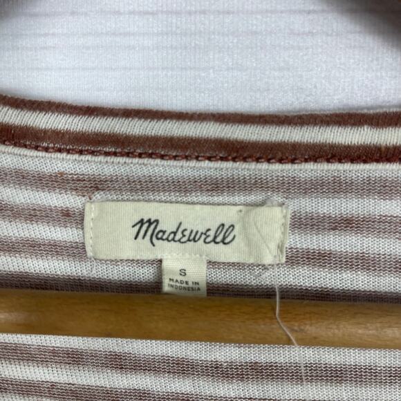 MADEWELL Brown Striped Tie Knot Hem Soundcheck Long Sleeve Top S - Picture 4 of 6